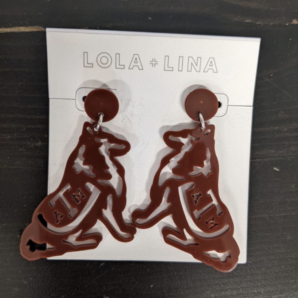 Texas A&M Reveille Maroon Earrings- Small